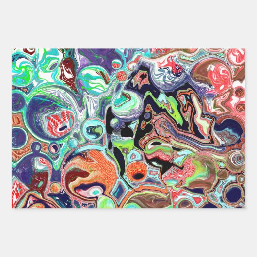 Farbenfroher Marmor Pour Paint Birthday Geschenkpapier Set (Vorderseite 2)