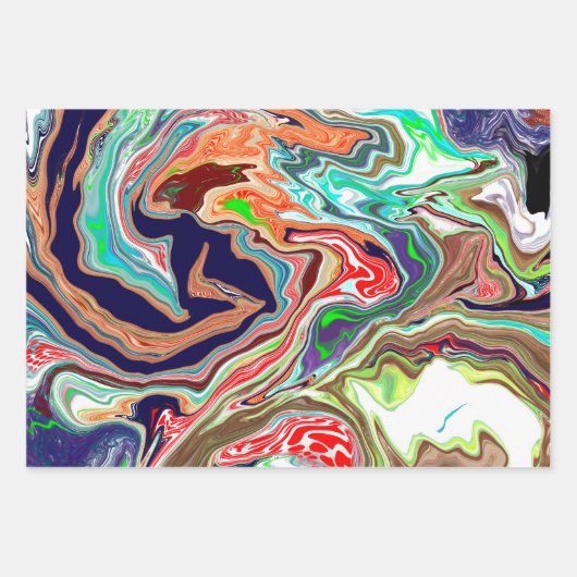 Farbenfroher Marmor Pour Paint Birthday Geschenkpapier Set (Vorderseite)