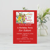 Farbenfroher mehr Spaß als Barrel der Affen Geburt Einladung (Stehend Vorderseite)