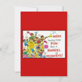 Farbenfroher mehr Spaß als Barrel der Affen Geburt Einladung (Rückseite)