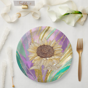 Farbenfroher metallischer floraler Hintergrund mit Pappteller