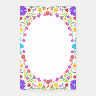 Farbenfroher mexikanischer Blumenrahmen Fiesta Post-it Klebezettel