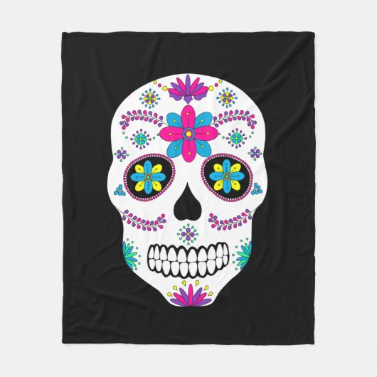 Farbenfroher mexikanischer Zuckerschädel Fleecedecke (Vorderseite)