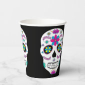 Farbenfroher mexikanischer Zuckerschädel Pappbecher (Rückseite)