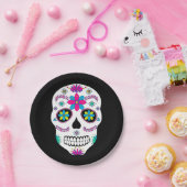 Farbenfroher mexikanischer Zuckerschädel Pappteller (Party)