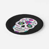 Farbenfroher mexikanischer Zuckerschädel Pappteller (Schrägansicht)