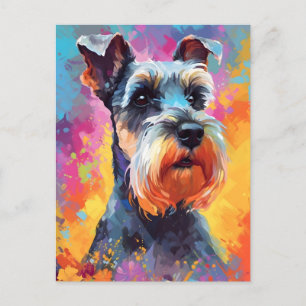 Farbenfroher Miniature Schnauzer Postkarte