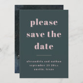 Farbenfroher Minimalismus | Charcoal Blue Foto Bac Save The Date (Vorne/Hinten)