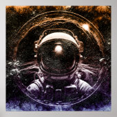 Farbenfroher moderner Astronaut im All Poster (Vorne)
