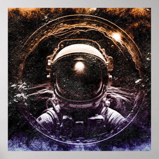Farbenfroher moderner Astronaut im All Poster (Vorne)