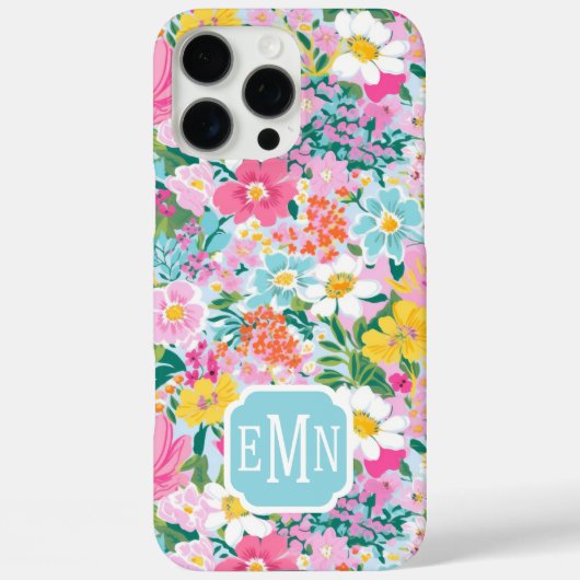 Farbenfroher moderner Garten monogrammiert Case-Mate iPhone Hülle (Rückseite)