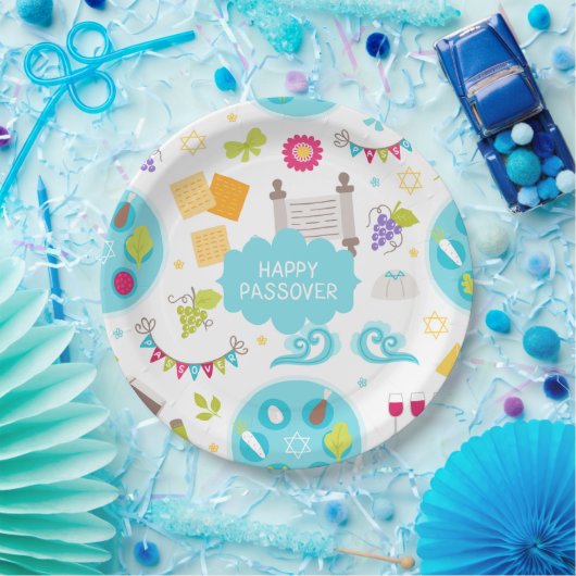 Farbenfroher, moderner Happy Pessach Pappteller (Party)