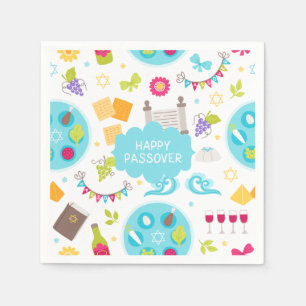 Farbenfroher, moderner Happy Pessach Serviette