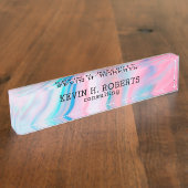 Farbenfroher, moderner Marmorstein Namensplakette (Seite)