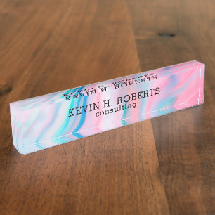 Farbenfroher, moderner Marmorstein Namensplakette