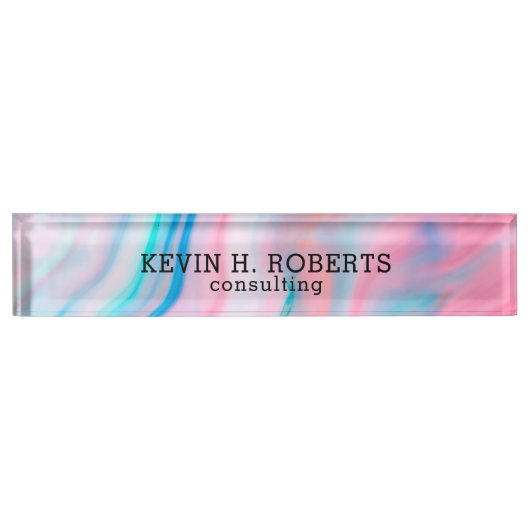 Farbenfroher, moderner Marmorstein Namensplakette (Vorderseite)