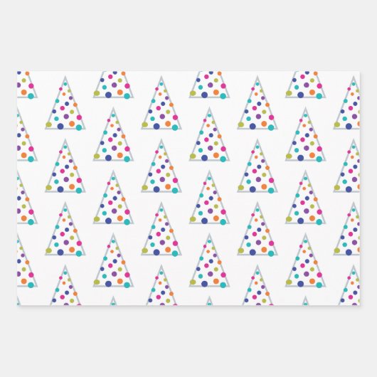 Farbenfroher moderner Weihnachtsbaum Geschenkpapier Set (Vorderseite)