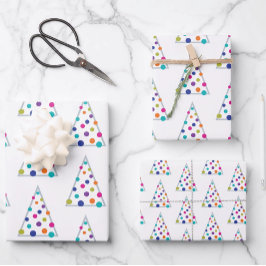 Farbenfroher moderner Weihnachtsbaum Geschenkpapier Set