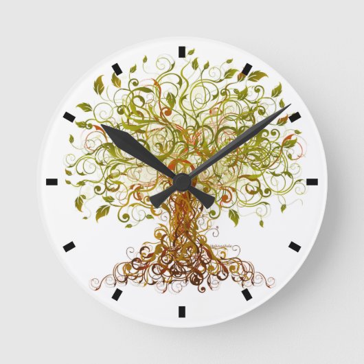 Farbenfroher, modernisierter Baum Runde Wanduhr (Vorderseite)