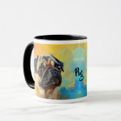 Farbenfroher Mops Hund impressionistisch Paint Tasse (Vorderseite Links)