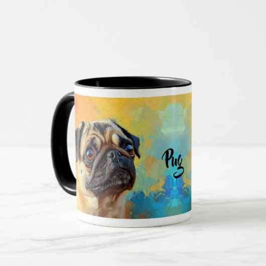 Farbenfroher Mops Hund impressionistisch Paint Tasse (Vorderseite Links)