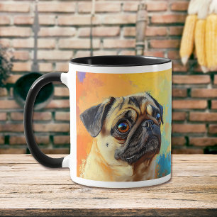Farbenfroher Mops Hund impressionistisch Paint Tasse