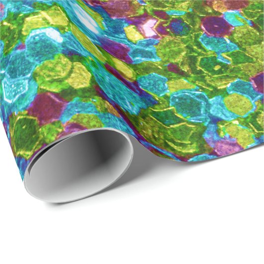 Farbenfroher Mosaik-Glitzer Geschenkpapier (Rolleneckpunkt)