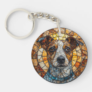 Farbenfroher Mosaik-Jack Russell Terrier Dog Schlüsselanhänger