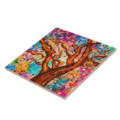 Farbenfroher Mosaikbaum - Baum des Lebens Fliese (Seite)