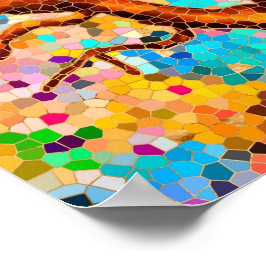 Farbenfroher Mosaikbaum - Baum des Lebens Poster (Ecke)