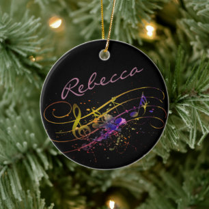 Farbenfroher Musik-Splatter personalisierter Keram Keramik Ornament