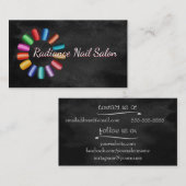 Farbenfroher Nagelsalon Regenbogen und schwarzer R Visitenkarte (Vorne/Hinten)