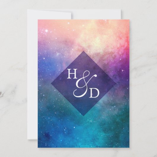 Farbenfroher Nebel Moderne Einladung zur Hochzeit (Rückseite)