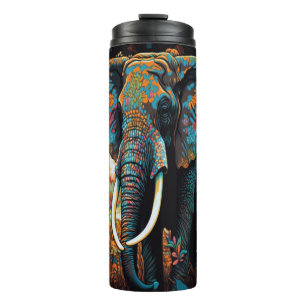 Farbenfroher Neon Elephant Thermosbecher