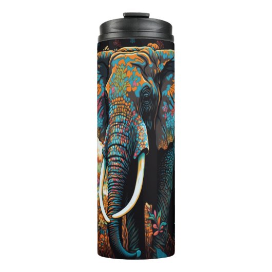 Farbenfroher Neon Elephant Thermosbecher (Vorderseite)