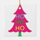 Farbenfroher Neon Fa La Christmas Foto Pink Keramikornament (Rückseite)