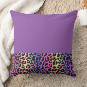 Farbenfroher Neon-Leopardenprint mit Farbverlauf Kissen