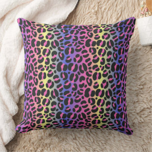 Farbenfroher Neon-Leopardenprint mit Farbverlauf Kissen