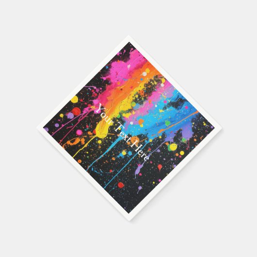 Farbenfroher Neon Paint Spritzer individuell angep Serviette (Ecke)