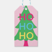 Farbenfroher Neon Typographic HO HO Weihnachtsbaum Geschenkanhänger (Vorderseite)