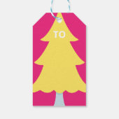 Farbenfroher Neon Typographic HO HO Weihnachtsbaum Geschenkanhänger (Rückseite)
