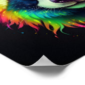 farbenfroher Neonpanda digitale Kunstdrucke trägt, Poster (Ecke)