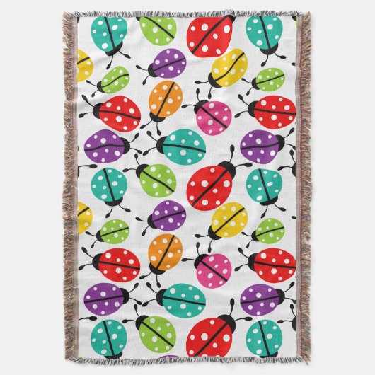 Farbenfroher Niedlicher Lady Bug Nahtloses Muster Decke (Vorderseite Vertikal)