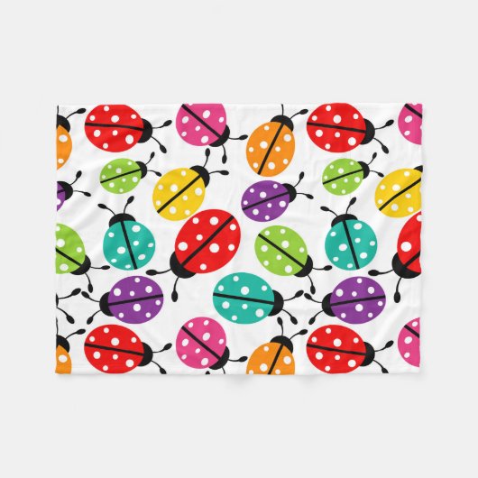 Farbenfroher Niedlicher Lady Bug Nahtloses Muster Fleecedecke (Vorderseite (Horizontal))