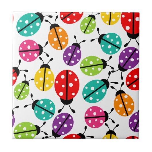 Farbenfroher Niedlicher Lady Bug Nahtloses Muster Fliese (Vorderseite)