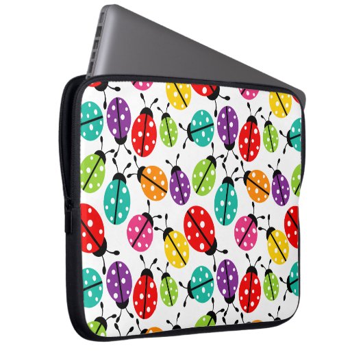 Farbenfroher Niedlicher Lady Bug Nahtloses Muster Laptopschutzhülle (Vorne Rechts)
