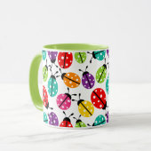 Farbenfroher Niedlicher Lady Bug Nahtloses Muster Tasse (Vorderseite Links)