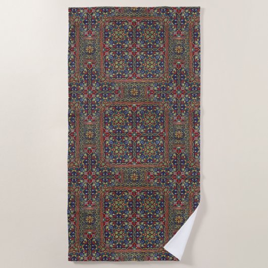 Farbenfroher orientalischer Teppich Strandtuch (Vorderseite)