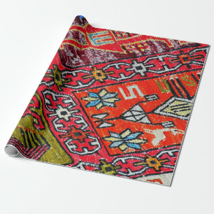Farbenfroher orientalischer, türkischer Teppich Geschenkpapier