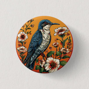 Farbenfroher Orientkuckuck Vogel Button